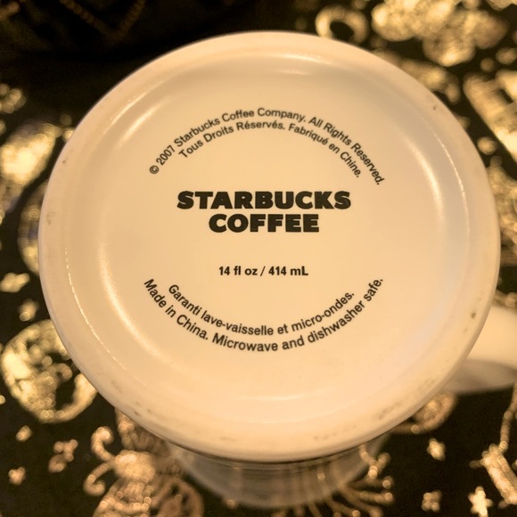 6" Halloween Black White Coffee Mug Trick Or Treat 14Oz Pumpkins 2007 Starbucks - Picture 3 of 5